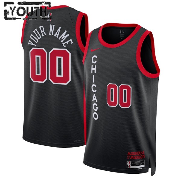 Chicago Bulls Trikot Benutzerdefinierte Nike 2023-24 City Edition Schwarz Swingman - Kinder Chicago Bulls Trikot Benutzerdefinierte Nike 2023-24 City Edition Schwarz Swingman - Kinder